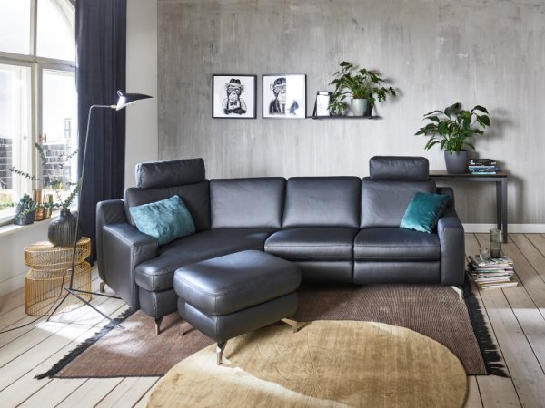 Kožená rohová sedací souprava PRISMA s funkcí relax