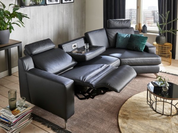 Kožená rohová sedací souprava PRISMA s funkcí relax