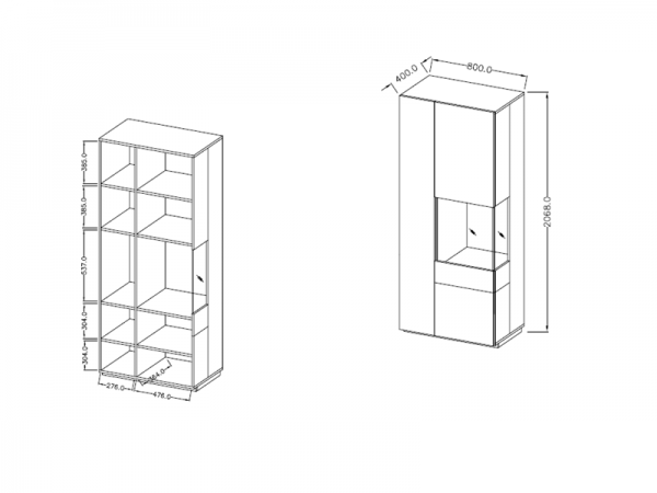 Nábytek do obývacího pokoje SILKE III bílá/bílý lesk - dub wotan