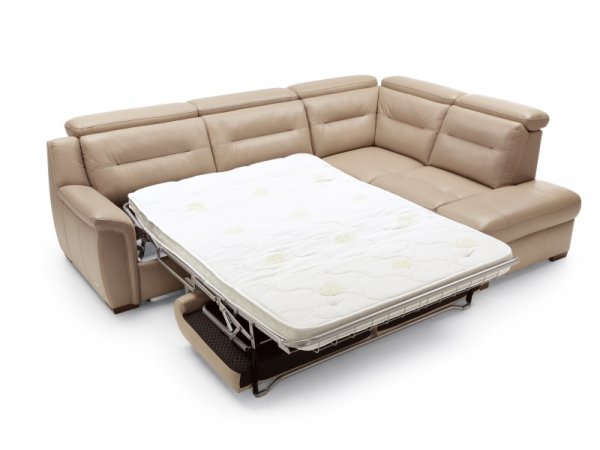 Kožená rohová rozkládací sedací souprava MOLSA