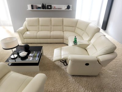 Kožená rohová sedací souprava MALVIN s funkcí relax