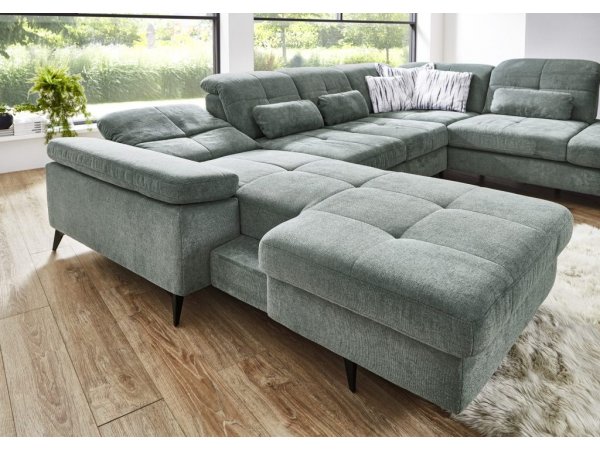 Rohová sedací souprava do tvaru U s nastavitelnou hloubkou sedáku AMICA