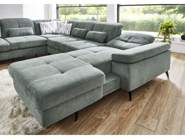 Rohová sedací souprava do tvaru U s nastavitelnou hloubkou sedáku AMICA