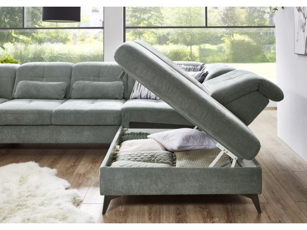 Rohová sedací souprava do tvaru U s nastavitelnou hloubkou sedáku AMICA