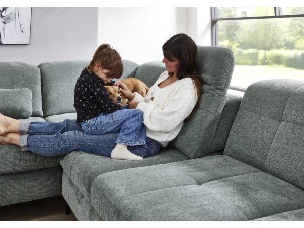 Rohová sedací souprava do tvaru U s nastavitelnou hloubkou sedáku AMICA