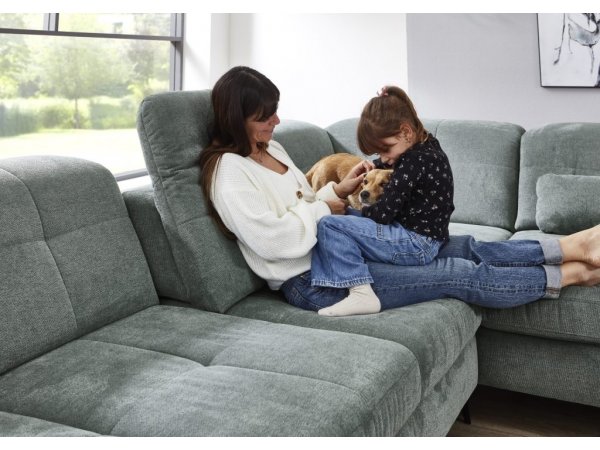 Rohová sedací souprava do tvaru U s nastavitelnou hloubkou sedáku AMICA