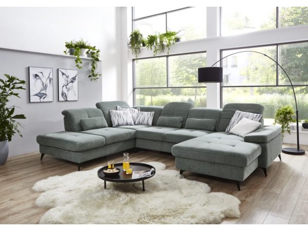 Rohová sedací souprava do tvaru U s nastavitelnou hloubkou sedáku AMICA