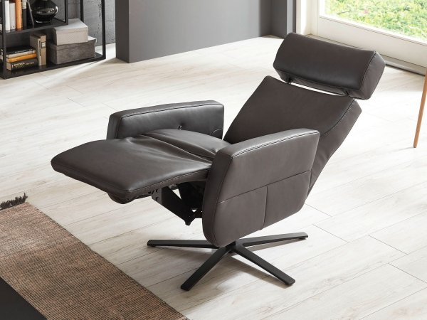 Kožené polohovací televizní křeslo RONDO