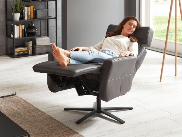 Kožené polohovací televizní křeslo RONDO