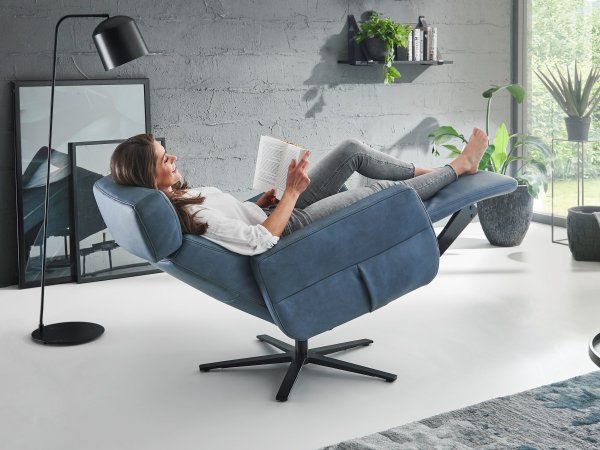 Kožené polohovací televizní křeslo RONDO