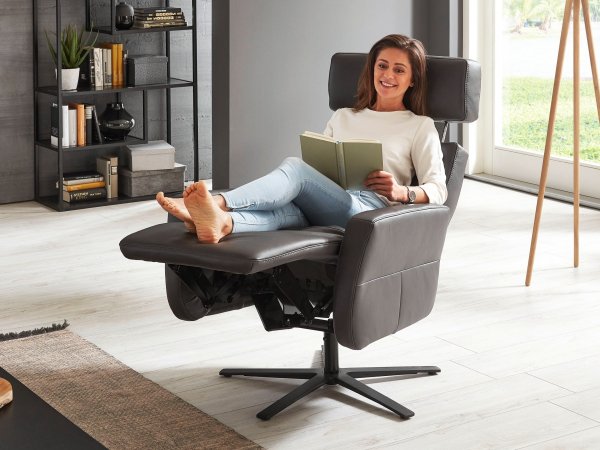 Kožené polohovací televizní křeslo RONDO