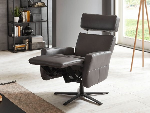 Kožené polohovací televizní křeslo RONDO