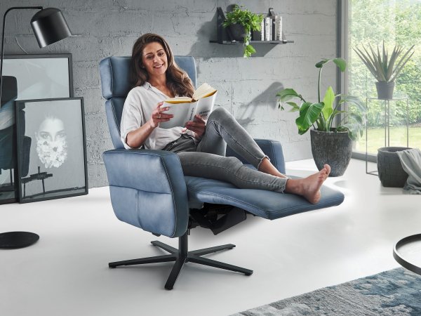 Kožené polohovací televizní křeslo RONDO