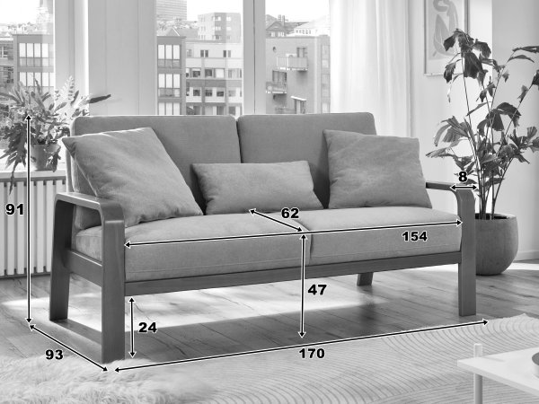 Sedací souprava s dřevěnými područkami 3+2,5+1 KOLDING