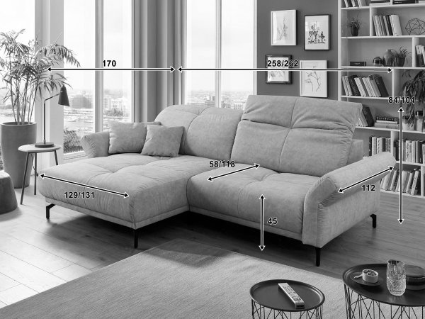 Malá rohová sedací souprava s výsuvným sedákem KINGSTON MOVE