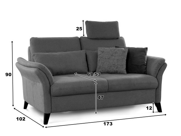 Sedací souprava s nastavitelnou hloubkou sedáku HEDEN 3+2+taburet