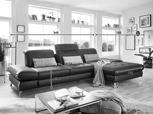 Kožená rohová sedací souprava CAROLINA 3