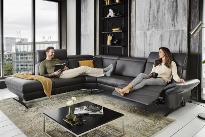 Kožená rohová sedací souprava TRAPANI 2 s relax funkcí