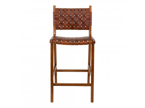 Barová židle Perugia, kožená, hnědá – House Nordic