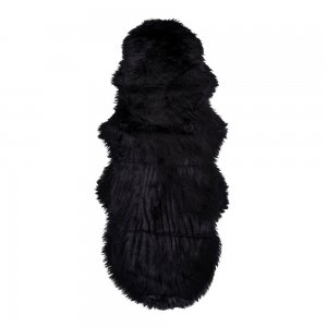 Koberec Lambskin Artificial, umělá ovčí kožešina, černý, 60×180 cm – House Nordic