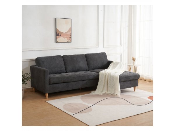 Pohovka Firenze, rohová, levý roh, látka tmavě šedá, 219×151×80 cm – House Nordic