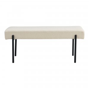 Polstrovaná lavice Swindon, bouclé, bílá, 100×36×42,5 cm – House Nordic