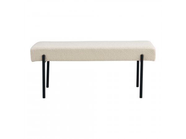 Polstrovaná lavice Swindon, bouclé, bílá, 100×36×42,5 cm – House Nordic