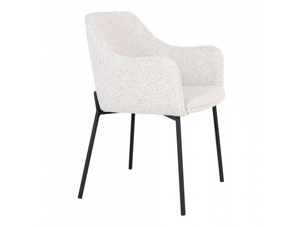 Jídelní židle Melilla, bouclé, bílá, černé nohy– House Nordic