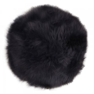 Kulatý podsedák z pravé ovčí kůže, černý, Ø35 cm – House Nordic