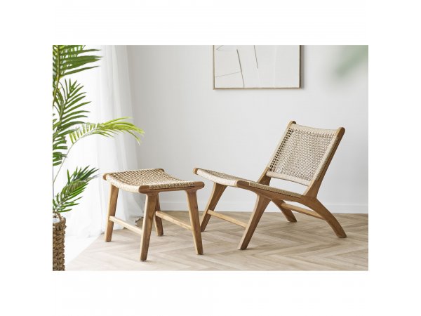 Zahradní křeslo Derby, teak/polyratan, přírodní, 60×80×73 cm – House Nordic