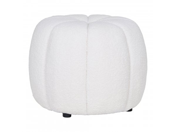 Taburet Paisley, kulatý, bouclé, off-white, ø48×38 cm – House Nordic