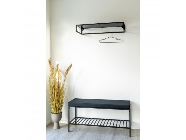 Lavice Vita, černá, s policí a sedákem – House Nordic