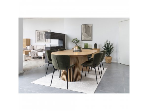 Jídelní rozkládací stůl Osaka natural, kulatý, dubová dýha, Ø120–200×75 cm – House Nordic