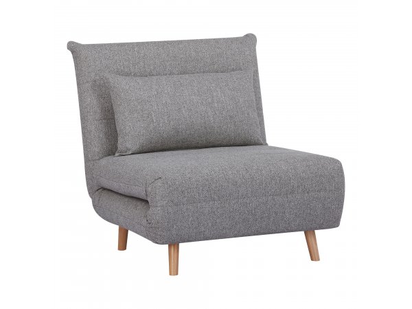 Křeslo Marlow, rozkládací, šedá, s přírodními dřevěnými nohami – House Nordic