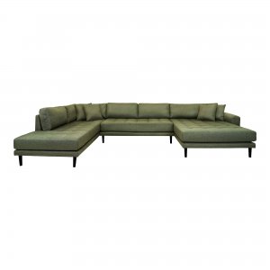 Lido U-sofa s otevřeným koncem, pravé provedení, olivově zelená, 370 × 220 × 76 cm – House Nordic