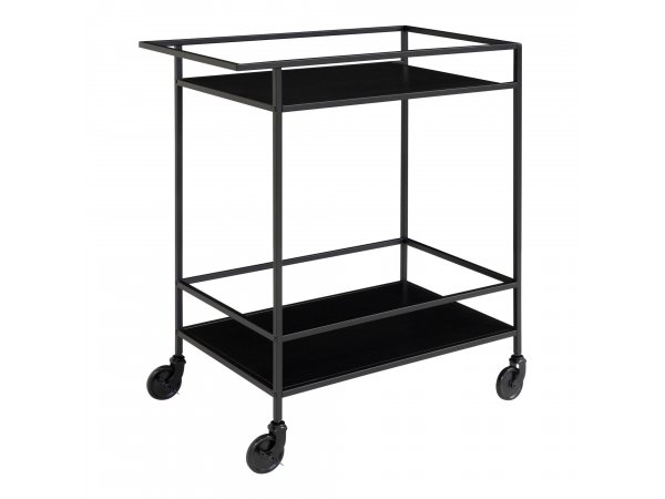 Servírovací stolek Vita, 2patrový, černý rám, černý dekor - House Nordic
