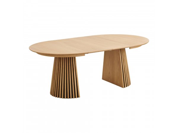 Jídelní rozkládací stůl Osaka natural, kulatý, dubová dýha, Ø120–200×75 cm – House Nordic