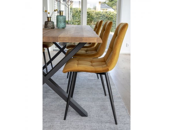 Jídelní židle Middelfart, sametová, hořčicově žlutá – House Nordic