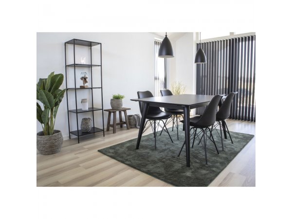 Jídelní židle Oslo, černá, PU kůže, černé kovové nohy – House Nordic