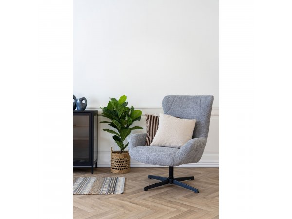 Otočné křeslo Bescia, tmavě šedá látka – House Nordic