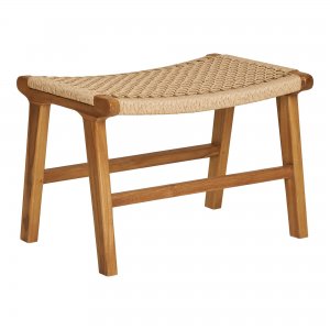 Zahradní podnožka Derby, teak/polyratan, přírodní, 60×40×42 cm – House Nordic
