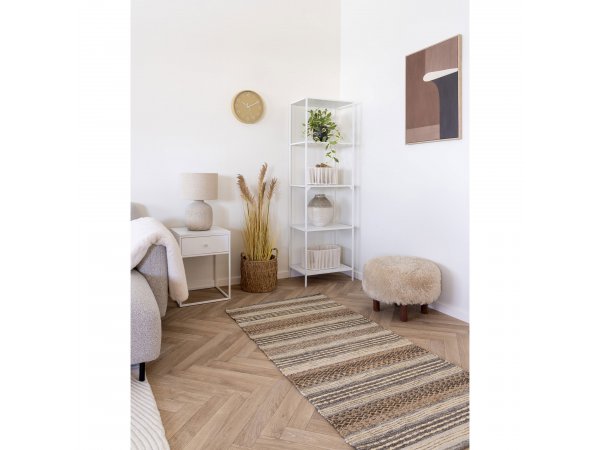 Taburet Inverness, světle hnědý bouclé, Ø50×33 cm – House Nordic