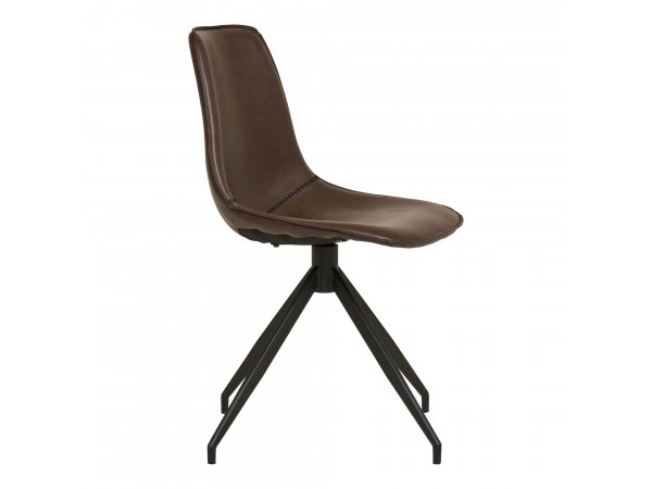 Jídelní židle Monaco, otočná, tmavě hnědá ekokůže, černé kovové nohy – House Nordic
