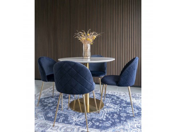 Jídelní stůl Bolzano, kulatý, mramorový dekor, 90×90×75 cm – House Nordic