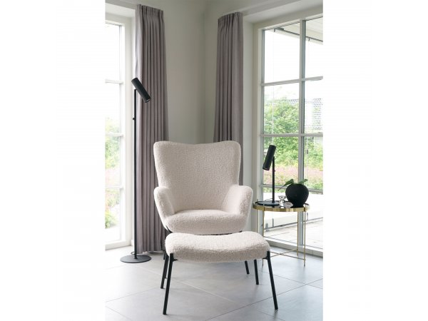 Křeslo Glasgow, bílý teddy, černé kovové nohy – House Nordic
