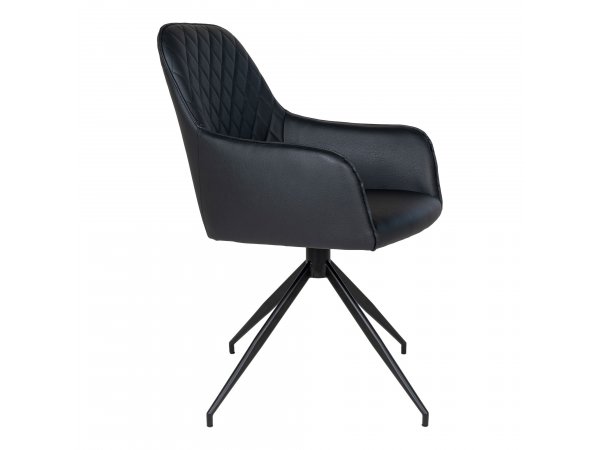 Jídelní otočná židle Harbo, černá ekokůže, 56×62×89 cm – House Nordic