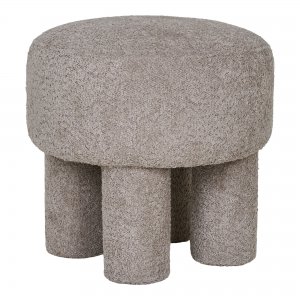 Taburet Canberra, kulatý, polyester, světle šedý, ø43×43 cm – House Nordic