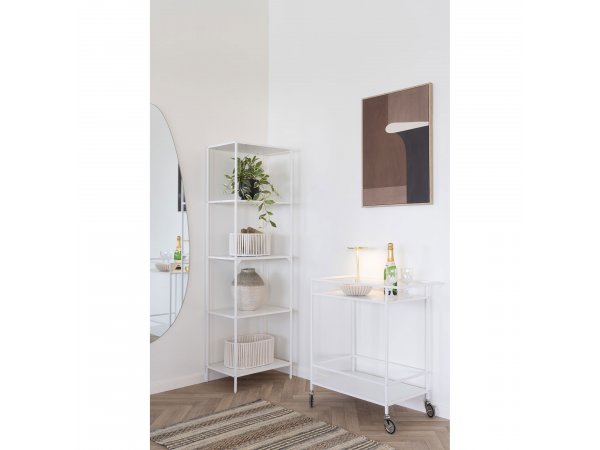 Servírovací stolek Vita, 2patrový, bílý rám, bílý dekor– House Nordic