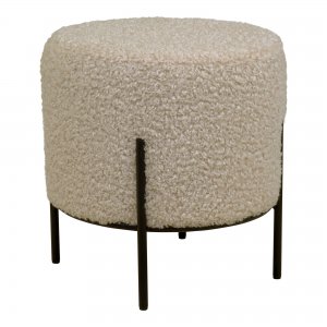 Taburet Alford, šedohnědý bouclé, Ø35,5×37 cm – House Nordic