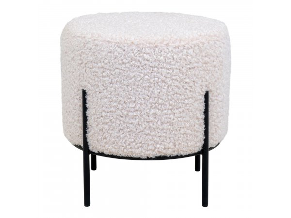 Taburet Alford, bílý bouclé, Ø35,5×37 cm – House Nordic